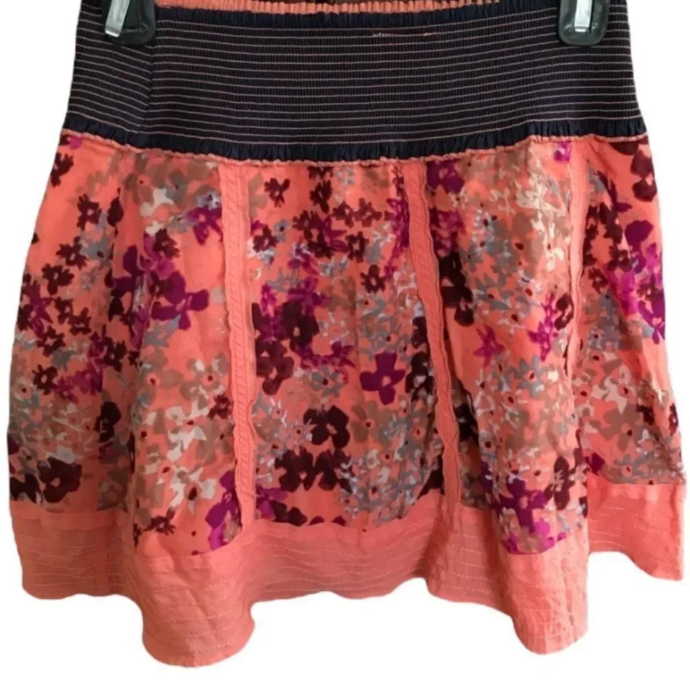 Free People Pink Floral Peasant Elastic Skirt